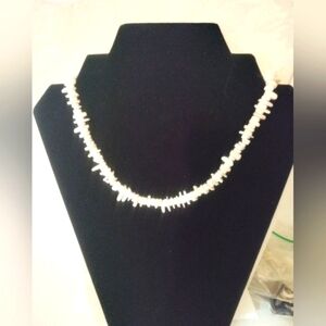 Vintage Puka Chipped Shell Unisex Necklace 16 Inches With Spring Ring Closure